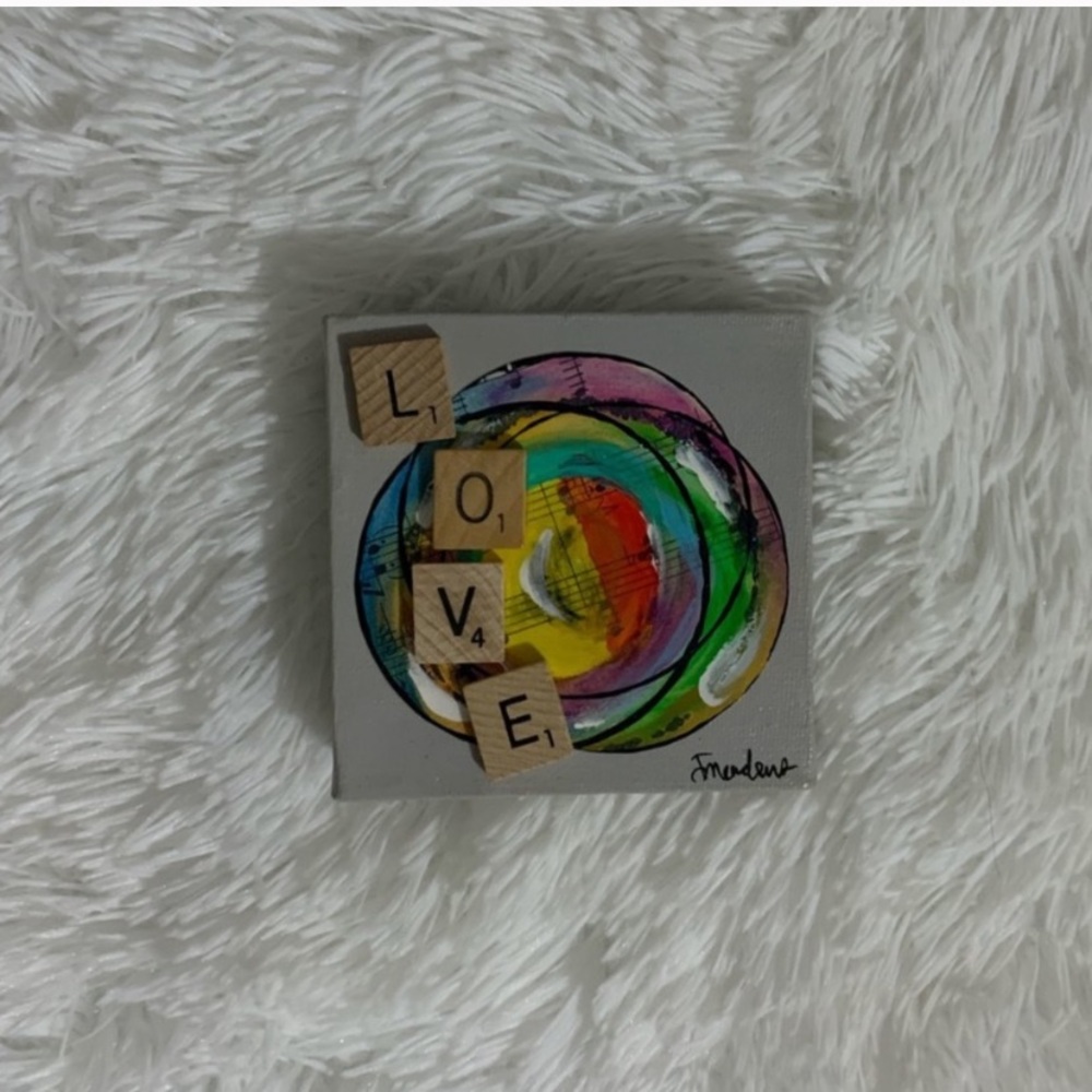 LOVE small mixed-media canvas •NOT MY ART•